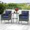 3 Pieces Patio Furniture Set with Cushioned Patio Chairs and Tempered Glass Coffee Table